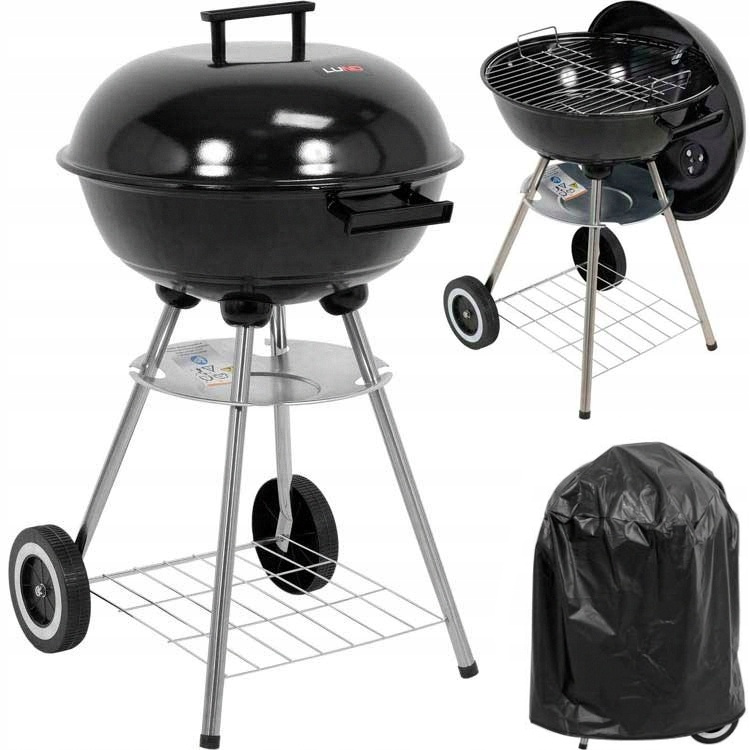 Lund Grill Gril Ogrodowy Okrągły Z Pokrywą Pokrowiec