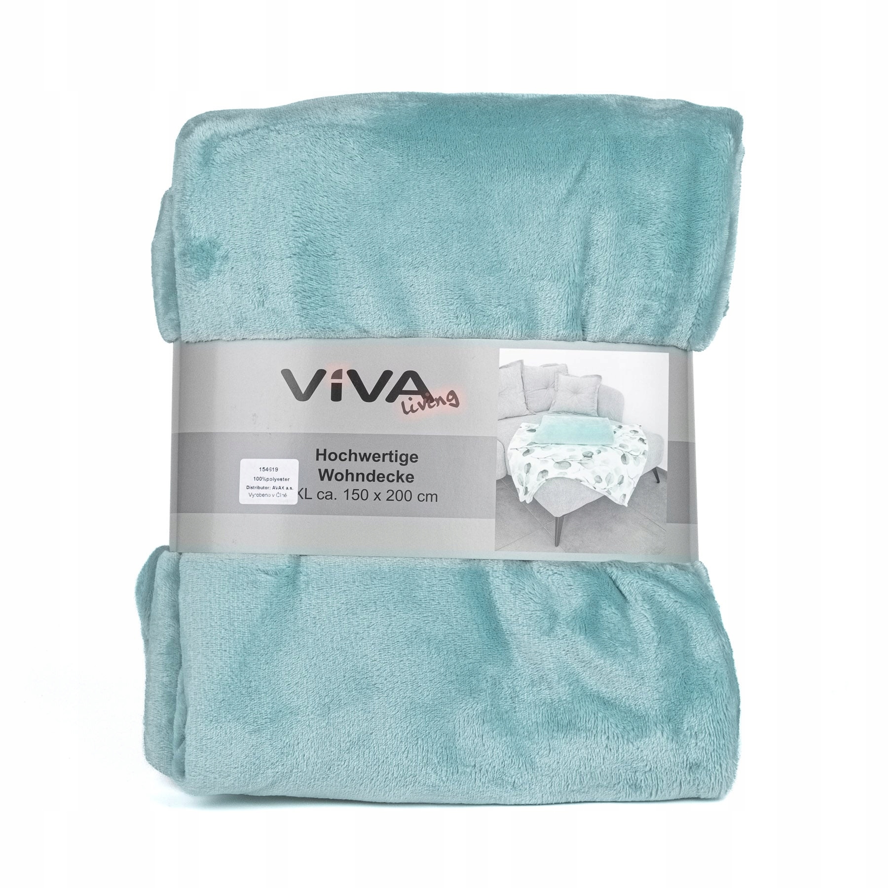 Deka z mikroflanelu jednobarevná mintová, 150x200cm