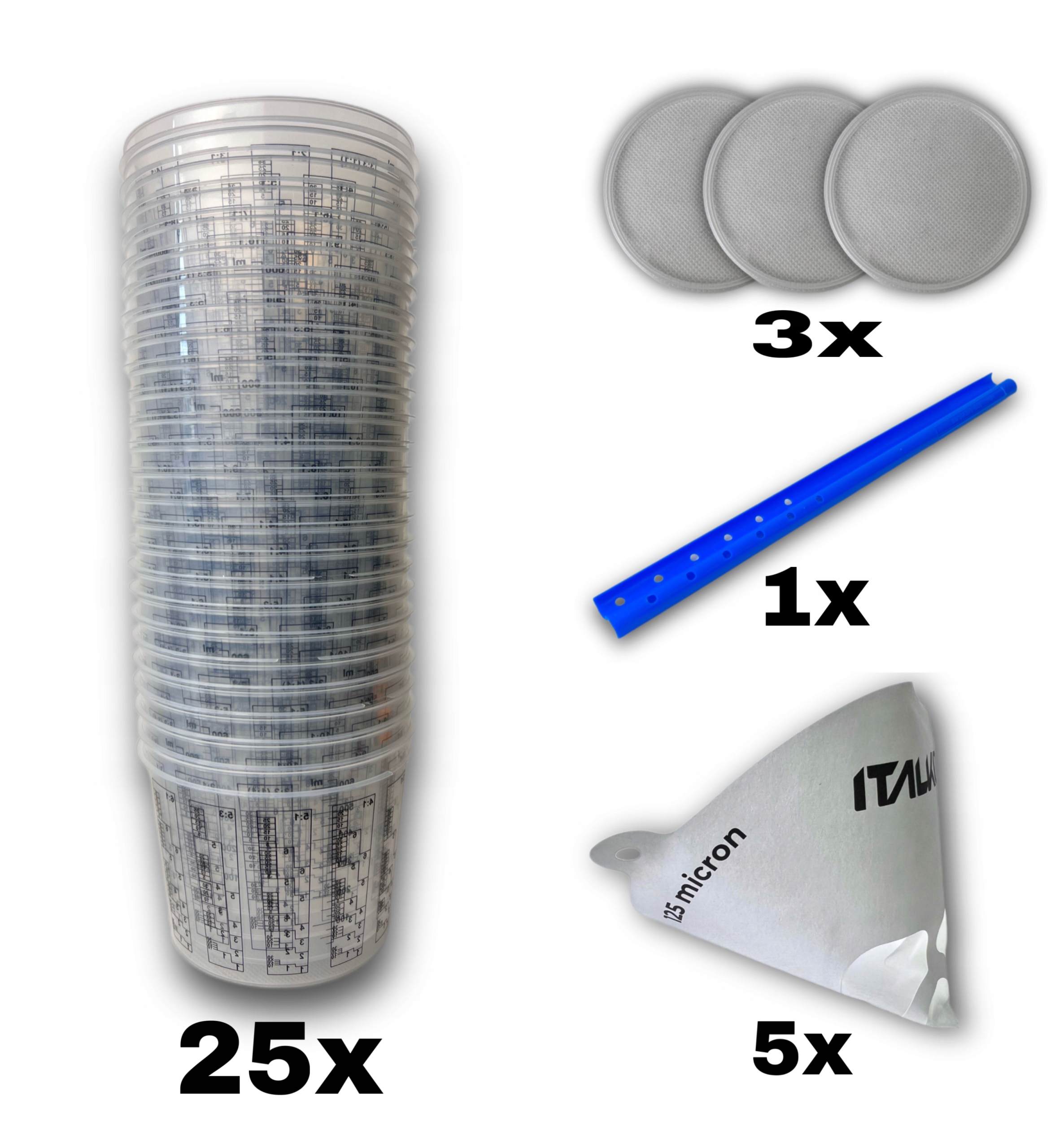 KUBEK LAKIERNICZY Z PODZIAŁKĄ do lakierów 385ml z miarką 25szt KUBKI ZESTAW