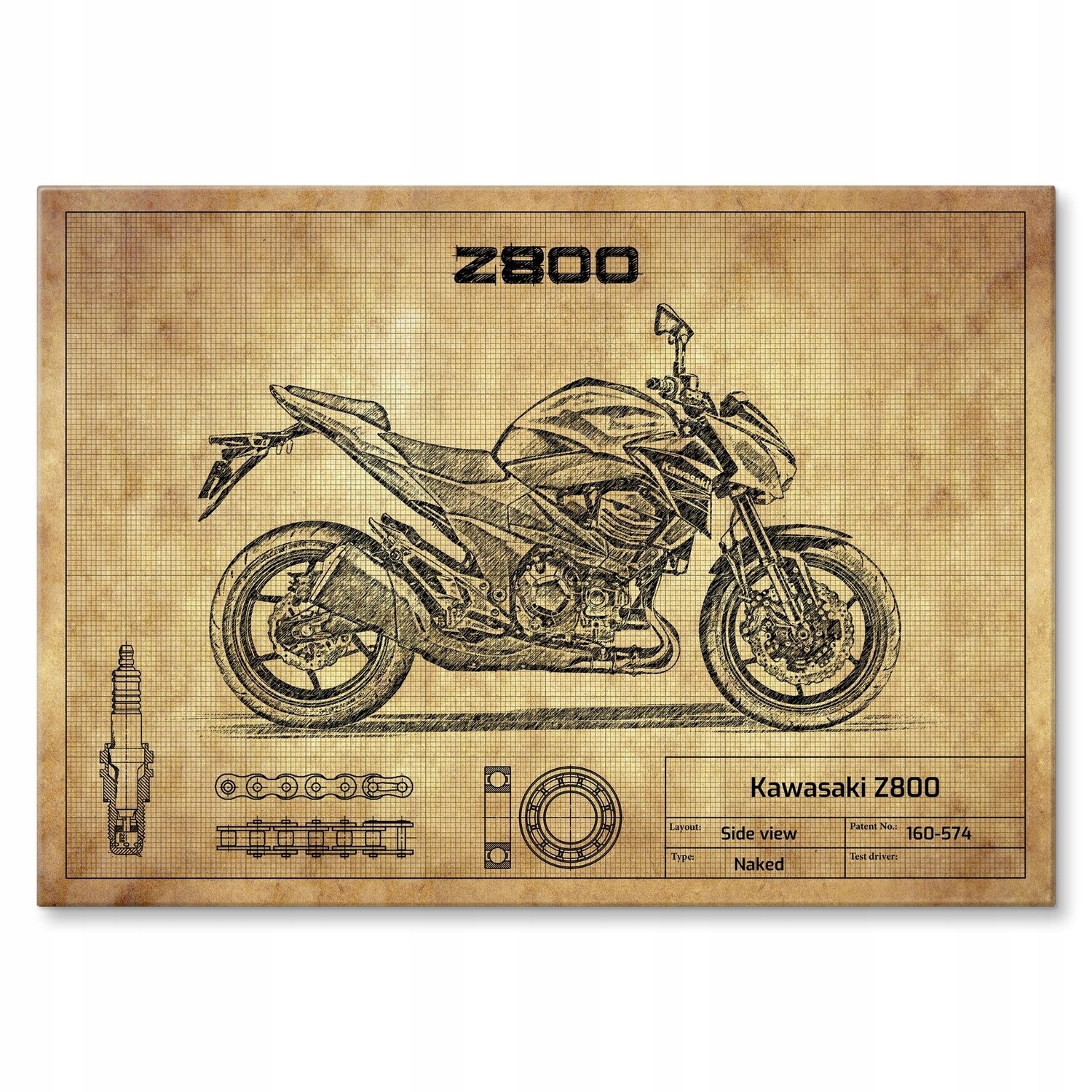 Kovový plakát Kawasaki Z800 Šidítko Plech 30 x 42 cm Dárek