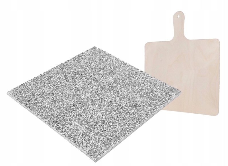 ZESTAW KAMIEŃ DO PIZZY 37x35 +ŁOPATKA+DESKA+NÓŻ !! Marka inna