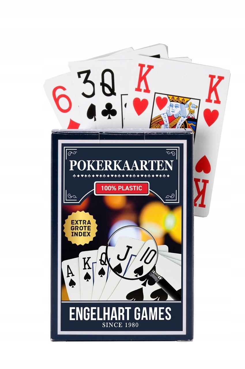 Karty do gry Longfield –100% plastik, Poker standard 4 indeksy, duży indeks