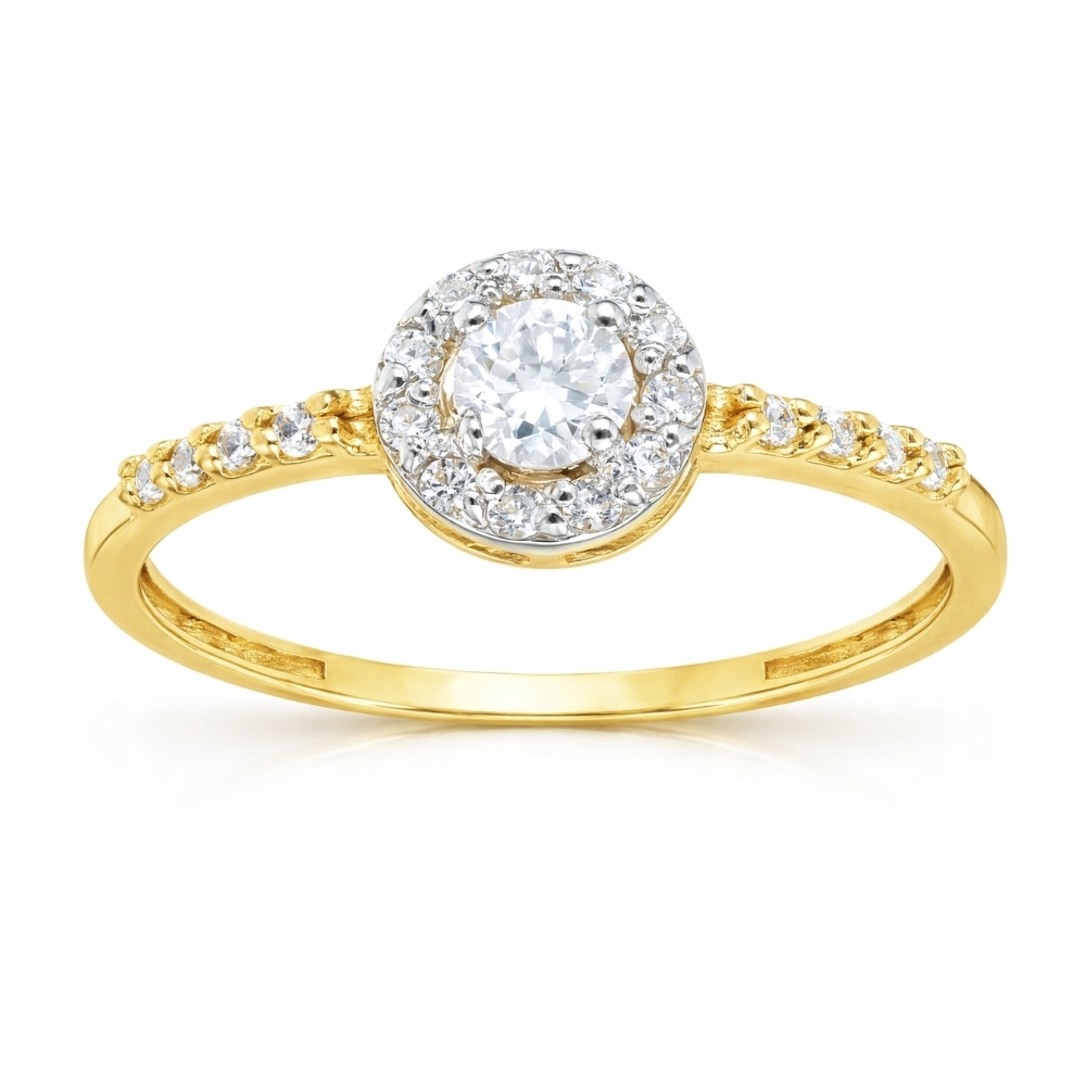 Zlatý Prstýnek 585 S Kameny Zirkony, Bohatě Zdobený Luxusním Vel. 24