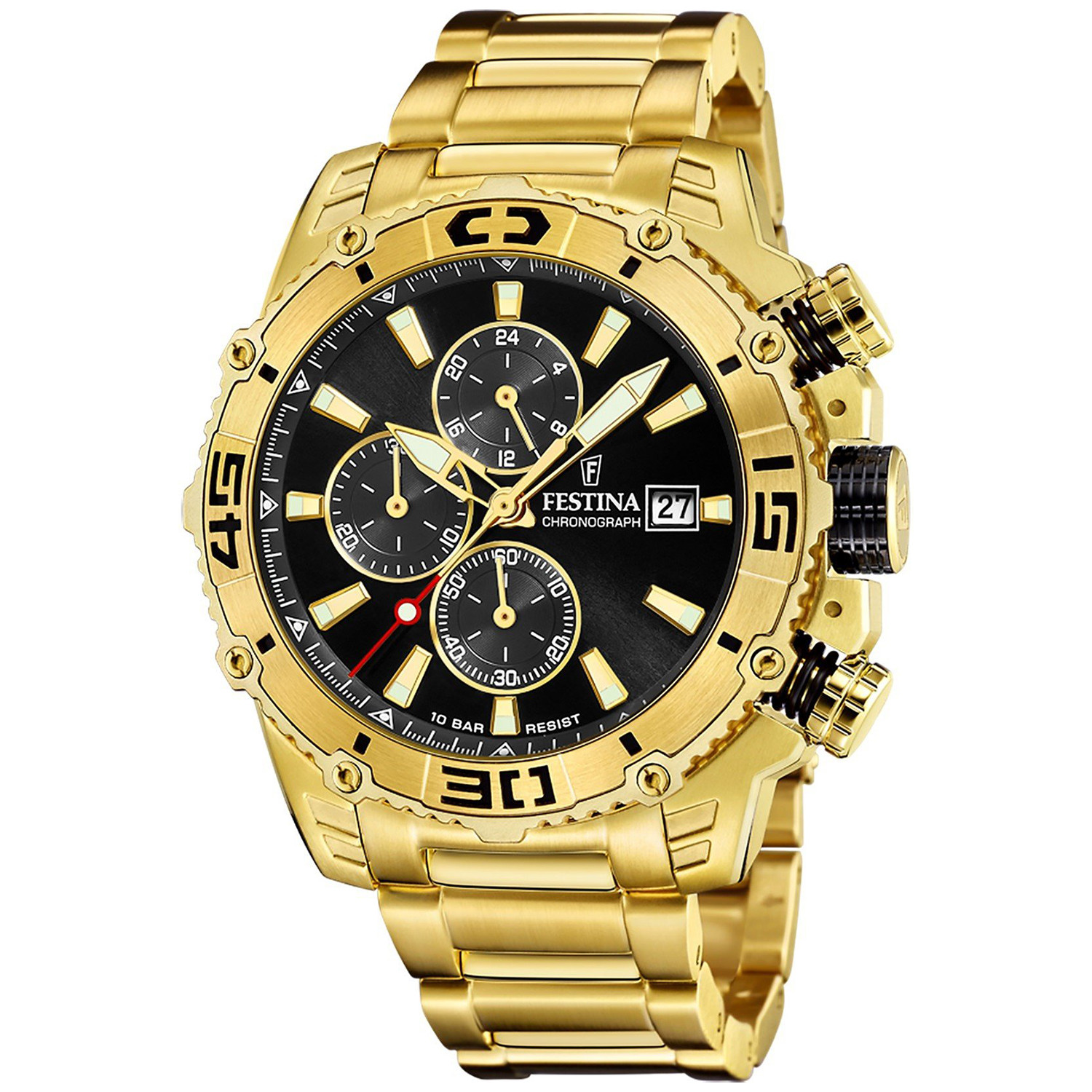 Pánské Hodinky Festina F20492-4 zlatý náramek