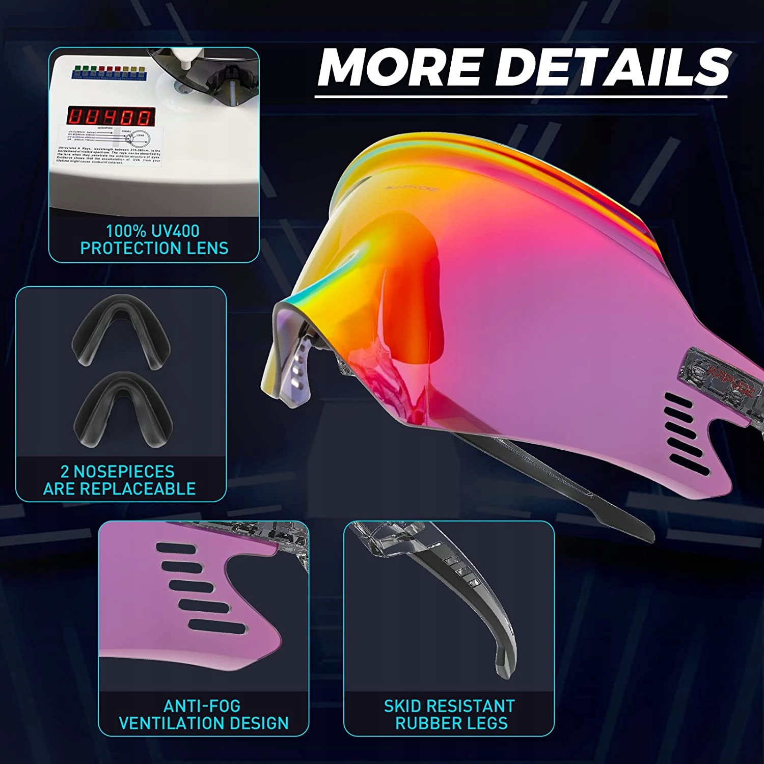 OKULARY ROWEROWE MĘŻCZYŹNI KOBIET WIATROSZCZELNE OKULARY PRZECIWSŁONECZNE MTB Model KE-x2