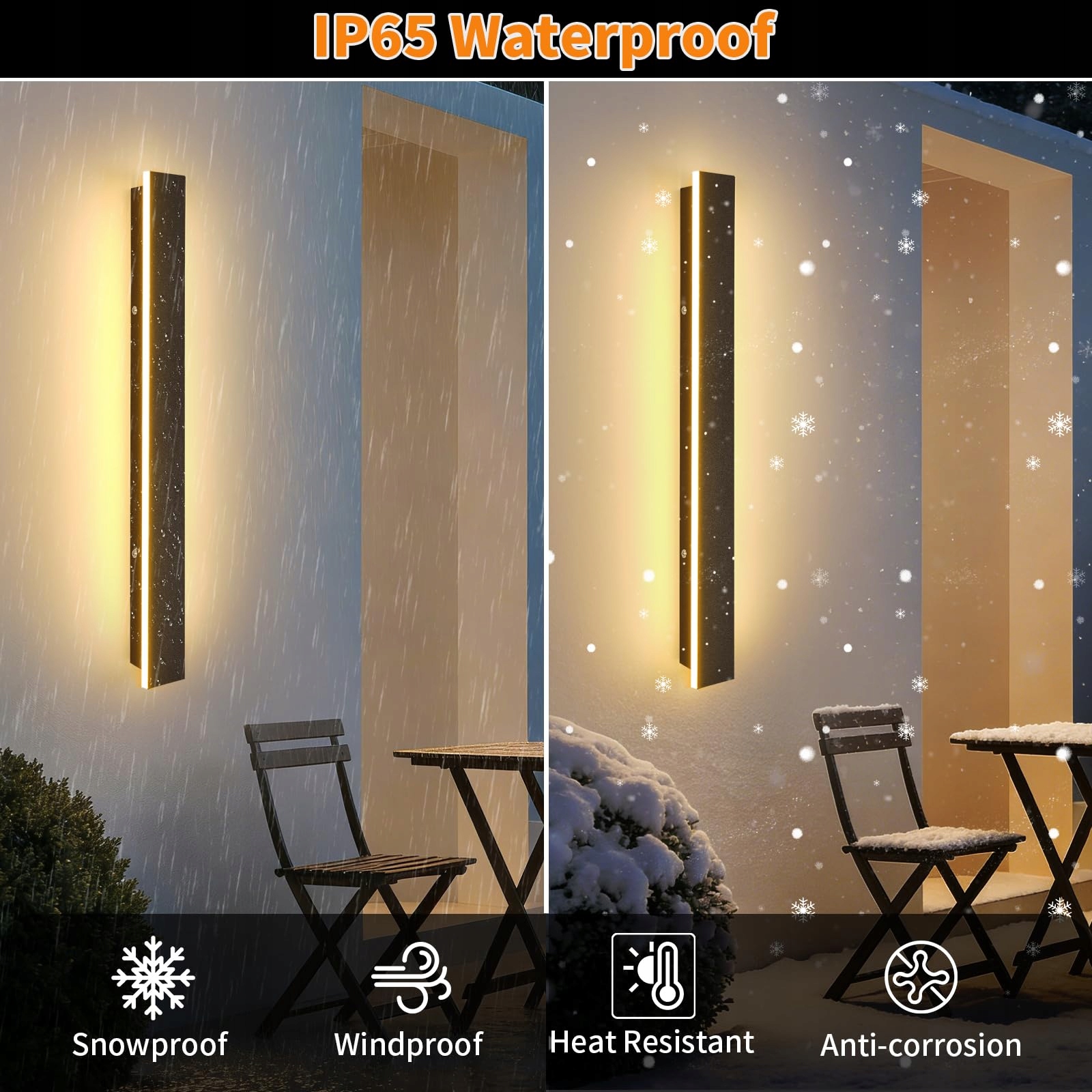 KETOM Nowoczesna Czarna Lampa Ścienna LED IP65 do Ogrodu i Wnętrz 60CM — miniatura 2