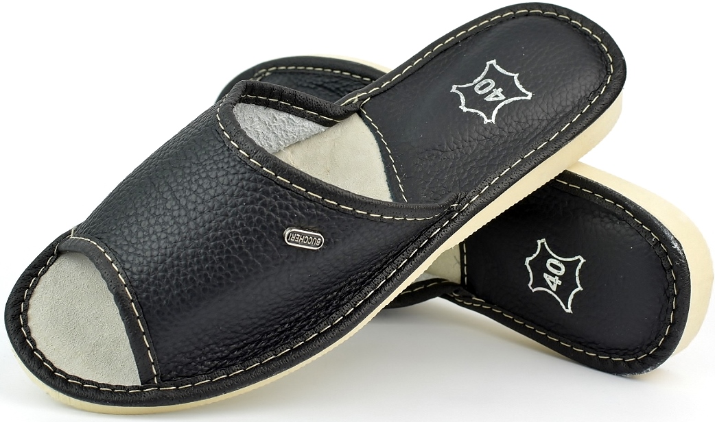 KAPCIE SKÓRA PL JAKOŚĆ PANTOFLE DOMOWE CIAPY r. 38 - 24,5 cm