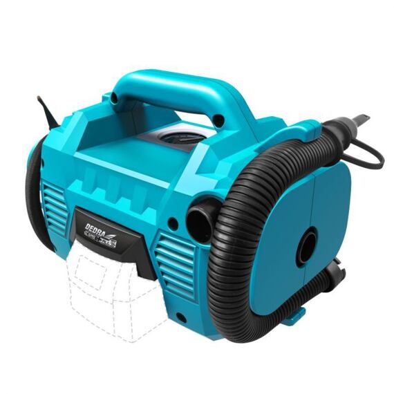 Dedra aku kompresor 0-10bar, príslušenstvo koncovky, 18V bez batérie, Sas+a