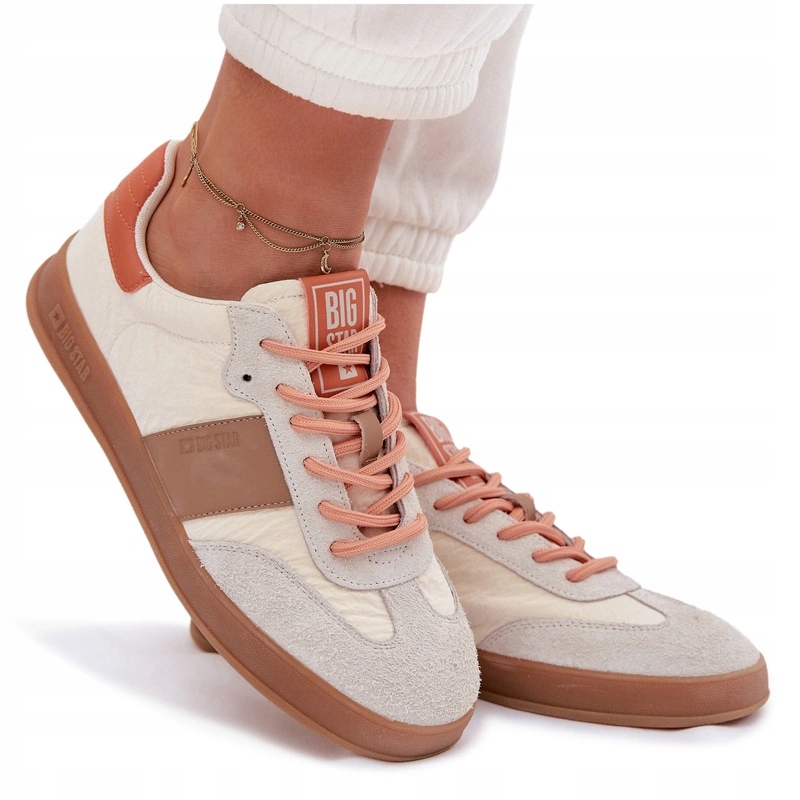 Dámské Tenisky Big Star Z Přírodní Semišové Kůže TT274725 Béžové 39