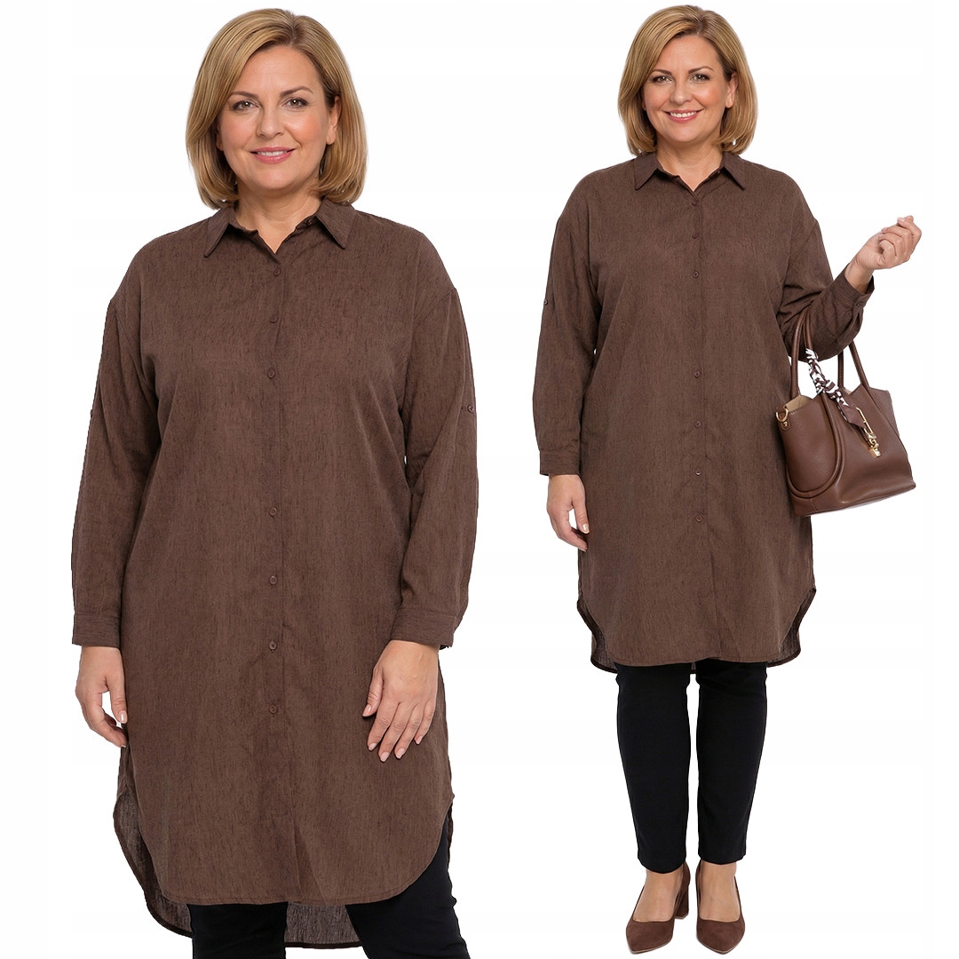 Hnědá košile plus size velikost 58