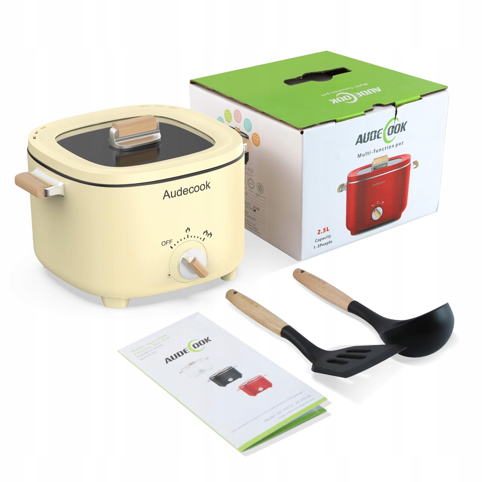 AUDECOOK Elektryczny Garnek 2,5L Przenośny Multicooker dla 1-3 Osób Beżowy — miniatura 8