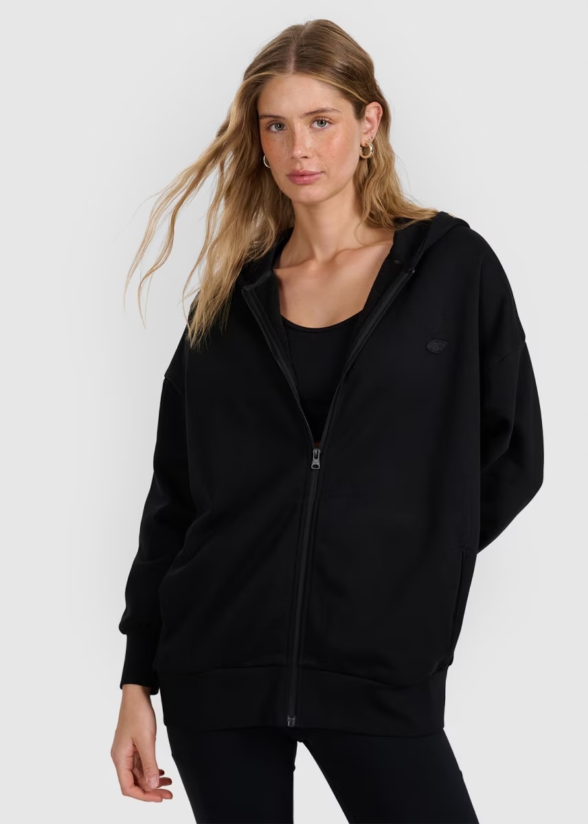 4F Bluza Damska Dresowa Zamek Kaptur F1886 Czarna L