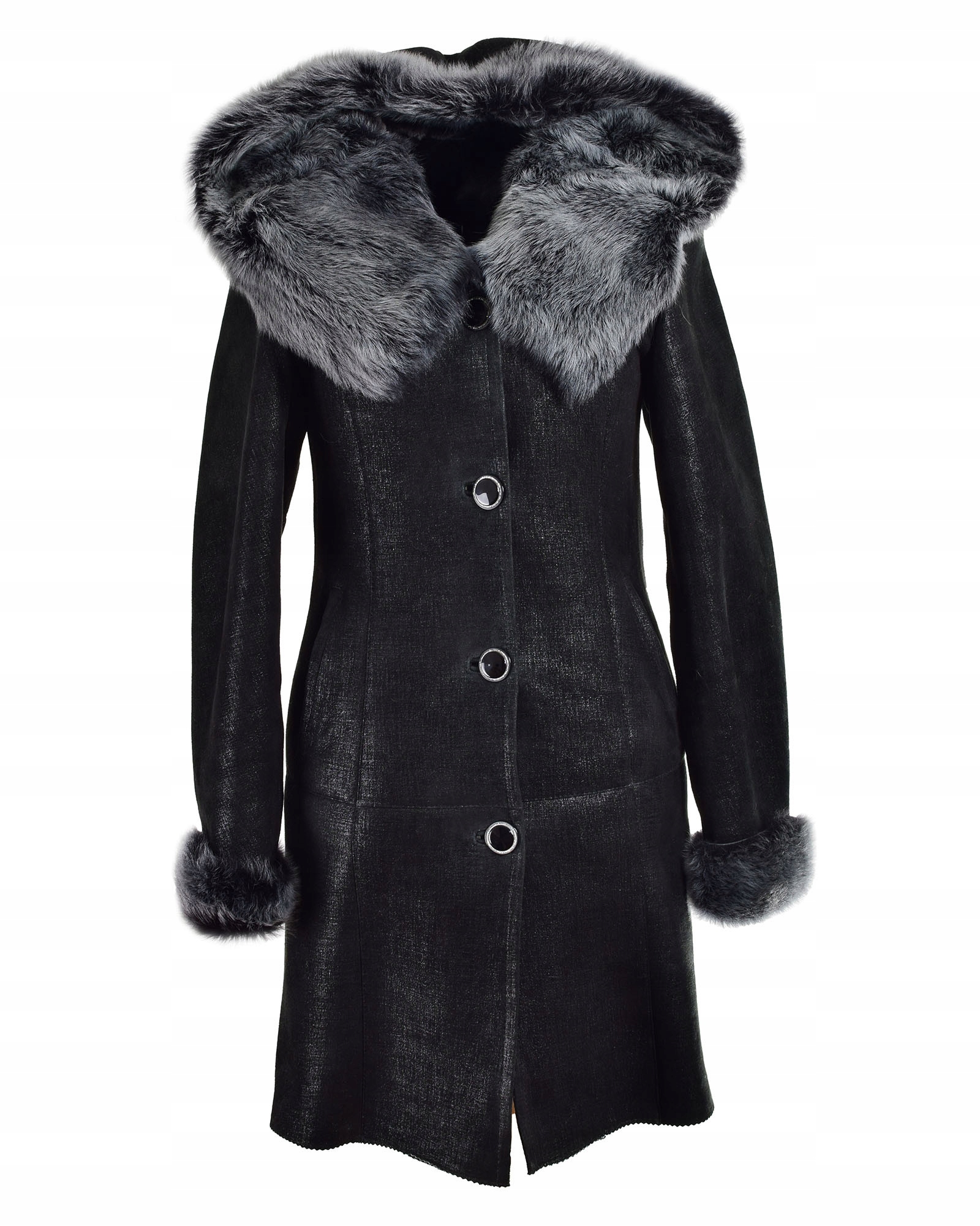 Женская овчина с капюшоном