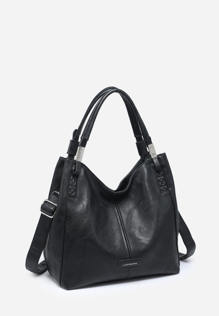 Pojemna Klasyczna Czarna Torebka Damska Shopper Luigisanto