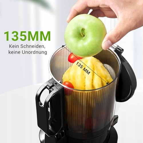 AMZCHEF Wolnoobrotowy Wyciskarka 250W 135MM Do Warzyw i Owoców 1,8L Czarna — miniatura 3