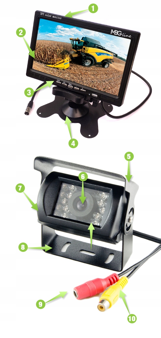 ZESTAW PARKOWANIA Kamera cofania Monitor LCD 7 LCD Display screen