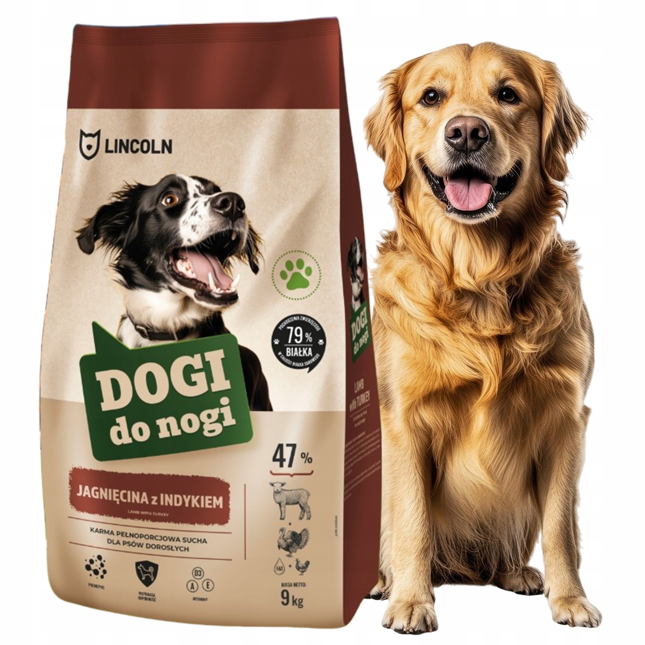 Dogi Do Nogi Mięso 47% Sucha Karma Dla Psa 9KG Jagnięcina Adult Care