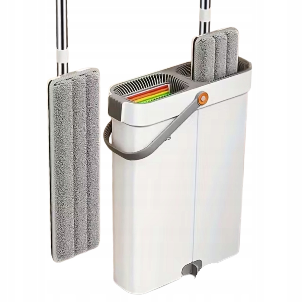 Levně Mop Plochý Úzký Kbelík Slim TSG-610 Dvoukomorový Se Ždímačem Náplň 40 Cm