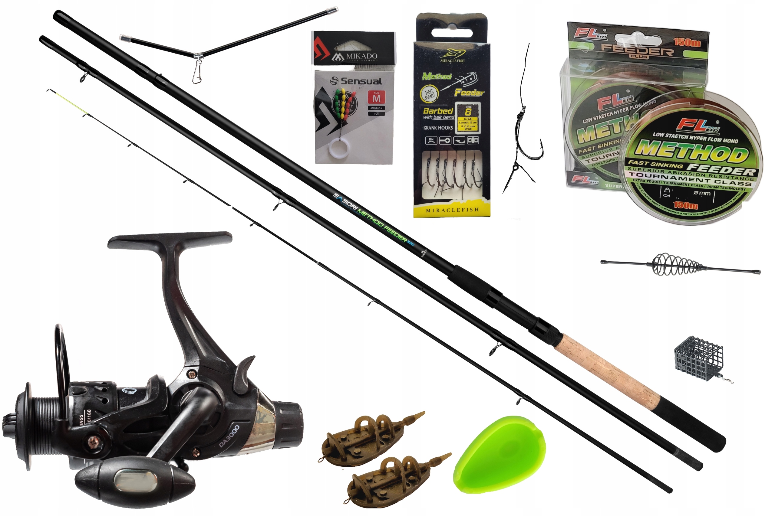 Zestaw wędkarski gruntowy Method Feeder Wędka feeder Mikado Kołowrotek Kosz