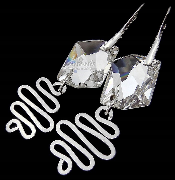 Krystaly Krásné Náušnice Crystal Gualda Stříbro 925