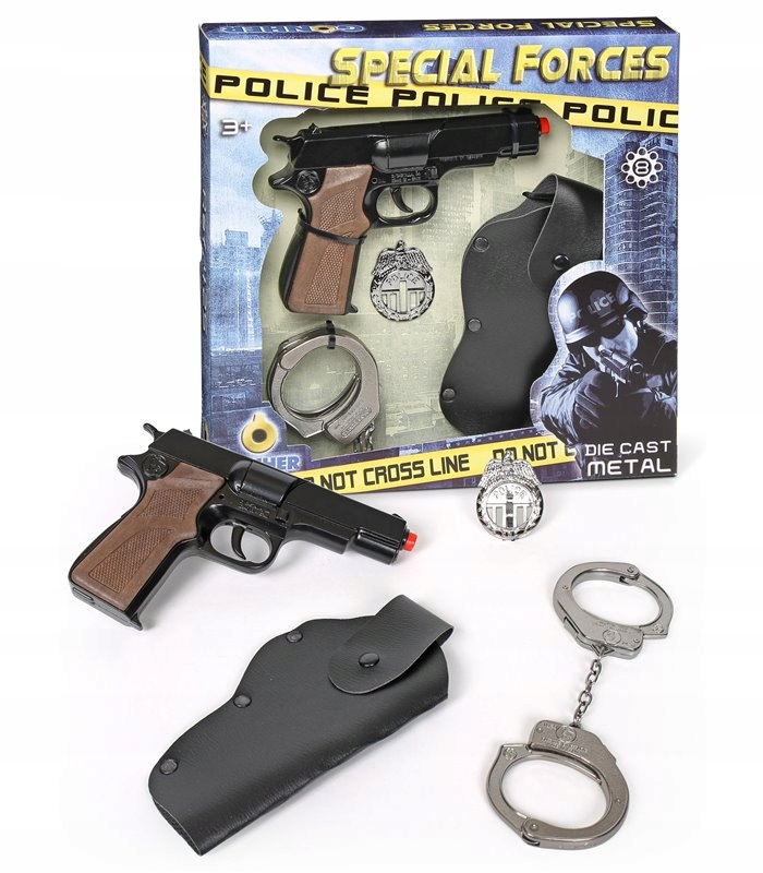 METALOWY Pistolet na kapiszony Odznaka Kajdanki