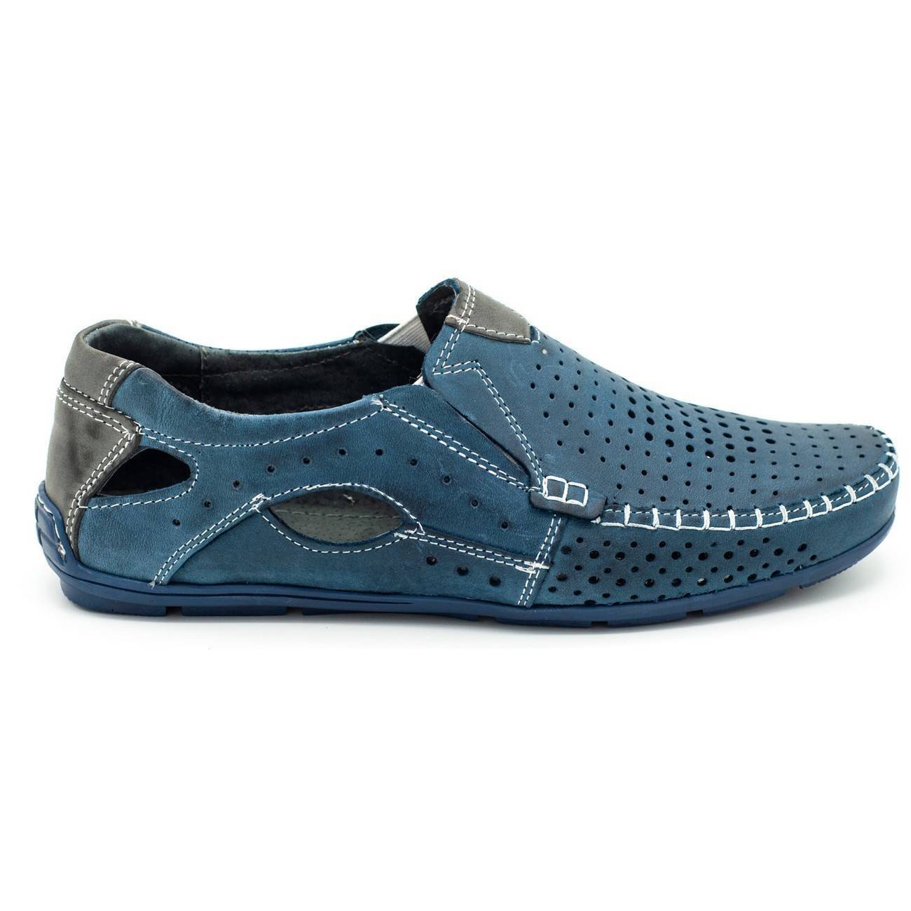 Buty męskie mokasyny skórzane 901 lato granat 45