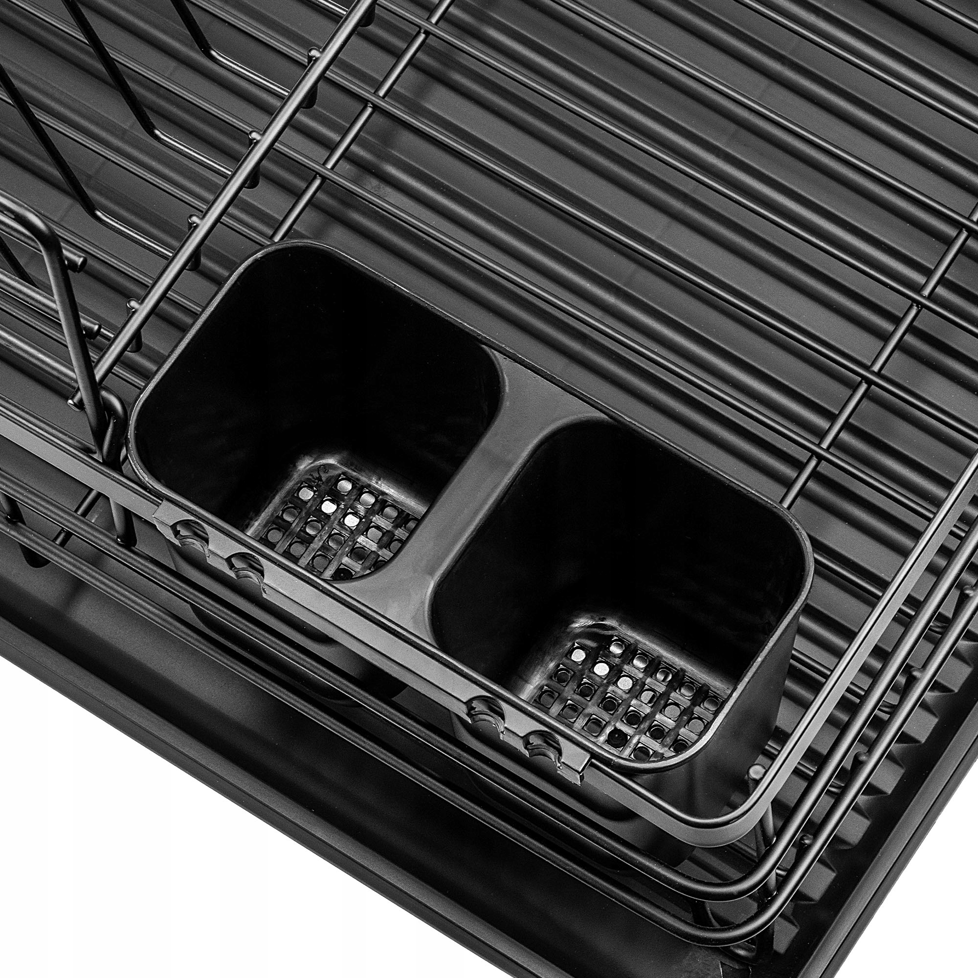 SUSZARKA DO NACZYŃ OCIEKACZ TALERZE STOJĄCA CZARNA DWUPOZIOMOWA DUŻA Kolor czarny