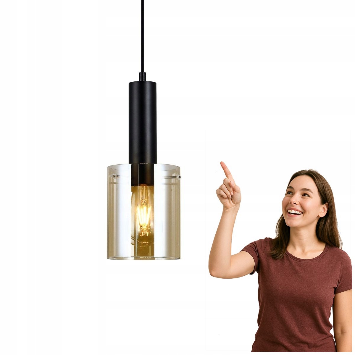 Závěsná lampa Sardo PND-5581-1-BK+AMB Italux
