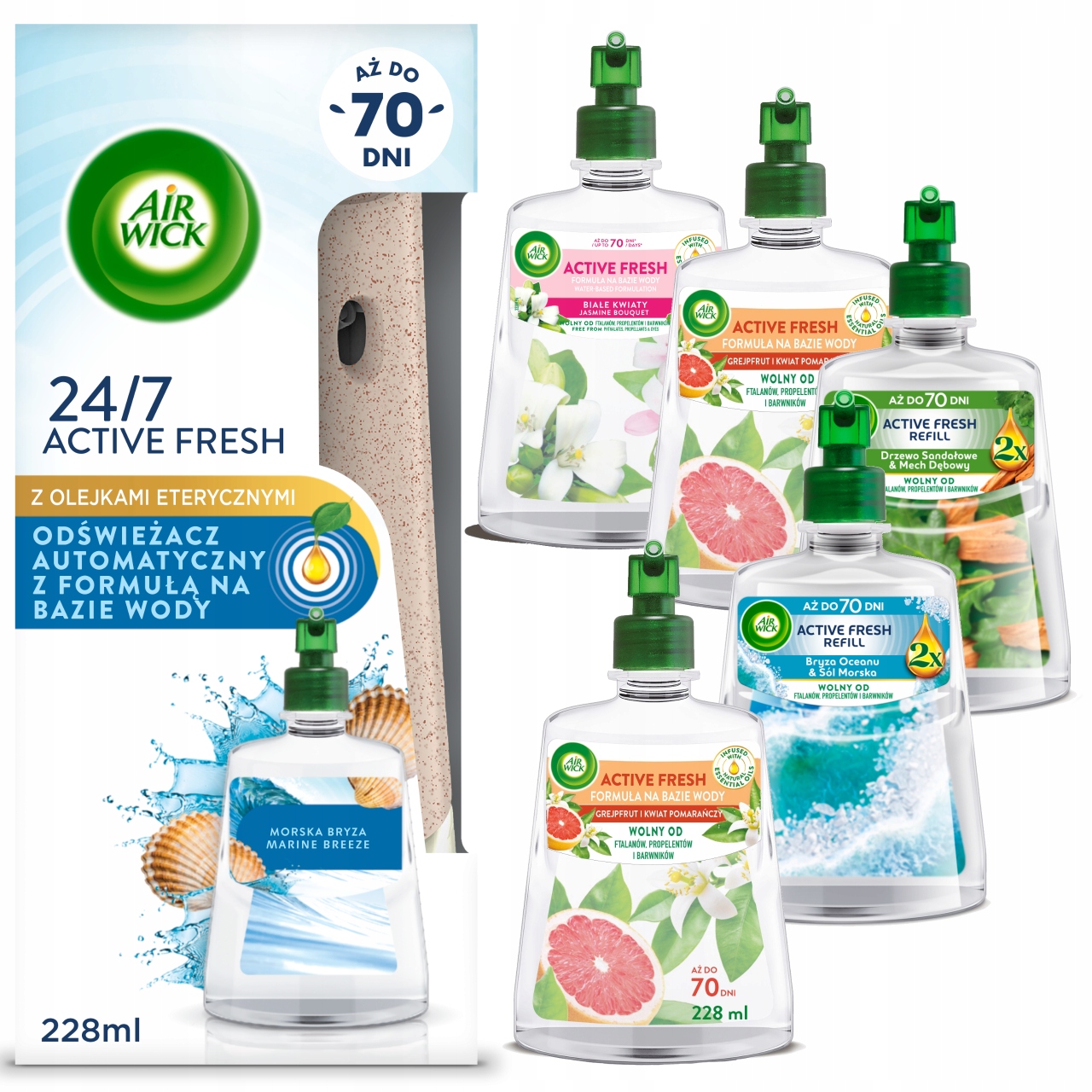 Air Wick Automatický Osvěžovač Vzduchu 6X Náplň 228 ML MIX Sada