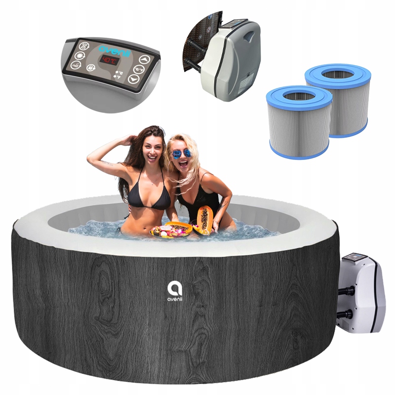 DMUCHANE SPA OGRODOWE BASEN NICE-WOOD AVENLI 140 DYSZ ZESTAW