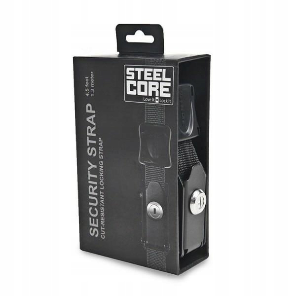 Bezpečnostný pás na kľúč čierny Steelcore Security Strap 1.37 m