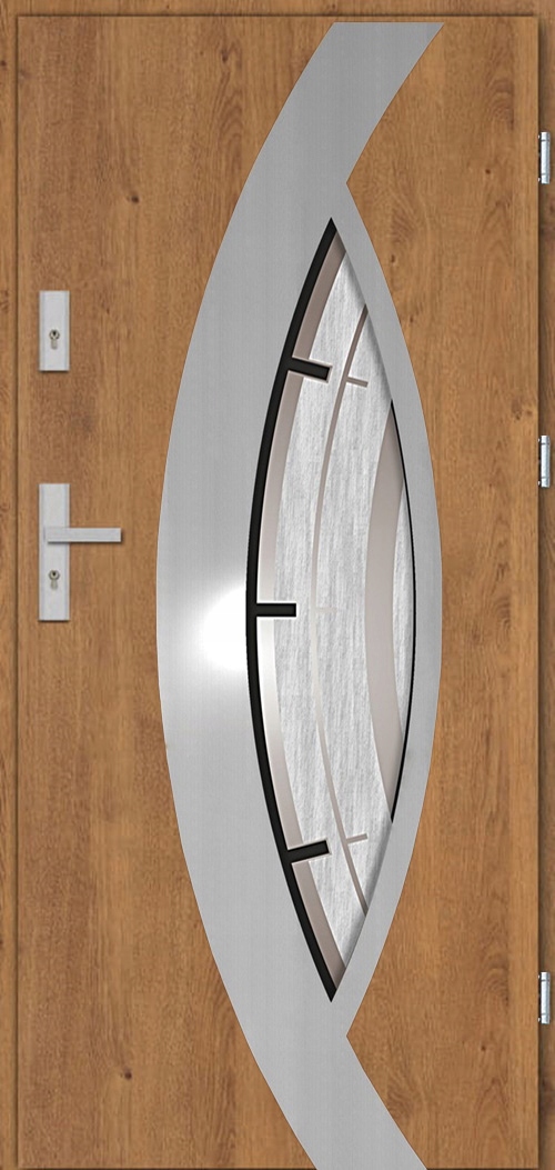 POLSKIE DRZWI ZEWNĘTRZNE NOWOCZESNE PRAGA INOX 72MM 90CM UD 1,3
