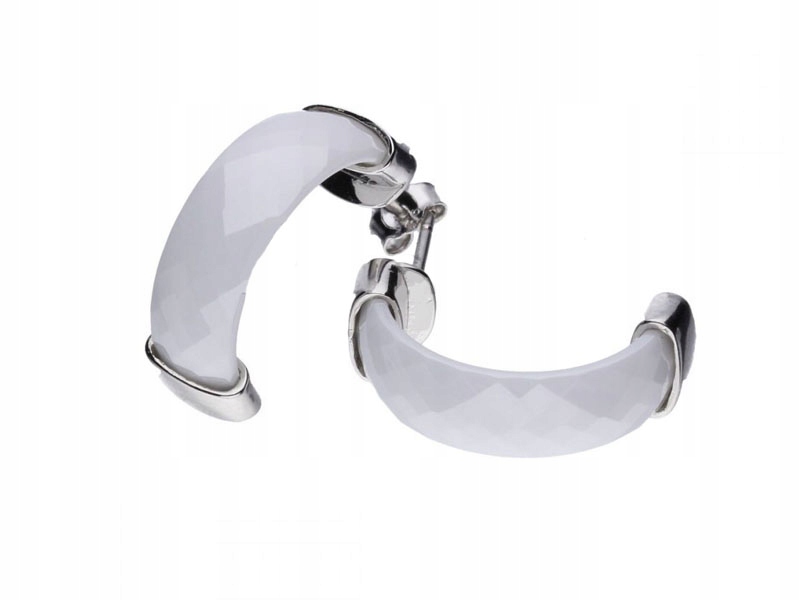 Stříbrné náušnice 925, půlkruhové, keramické, 5,10 g Elegantní, módní jako dárek