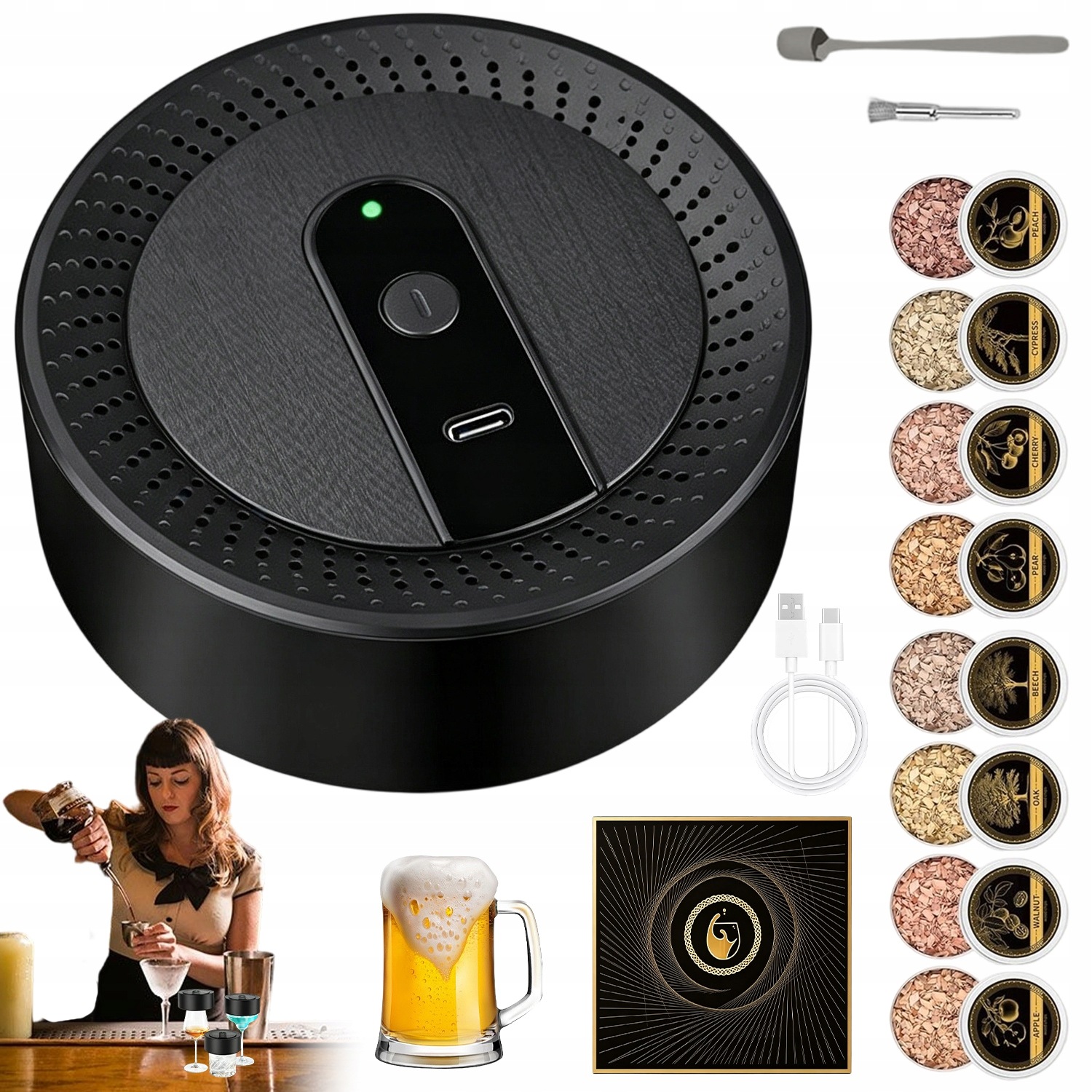 Sada Na Uzení Whisky Smoker Dřevěná Dárek Pro Tatínka A Přítele 8V1