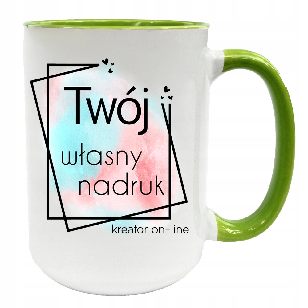 

Foto Kubek Duży Z Nadrukiem Zdjęciem Logo Zielony