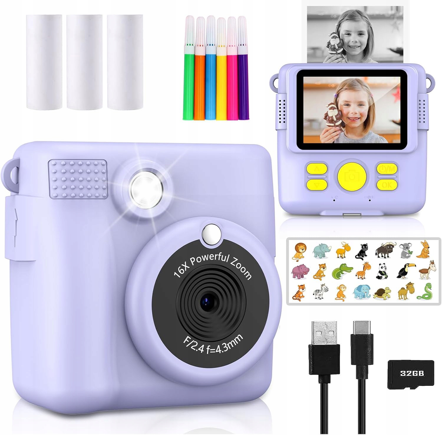 Fotoaparát Pro Děti Termální Tiskárna Paměťová Karta 32 Gb Usb