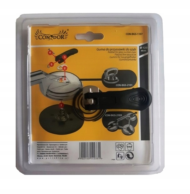 Guma przyssawki ZESTAW naprawczy do przyssawek CONDOR DREL guma + dżwignia Kod producenta CON-BGS-1107