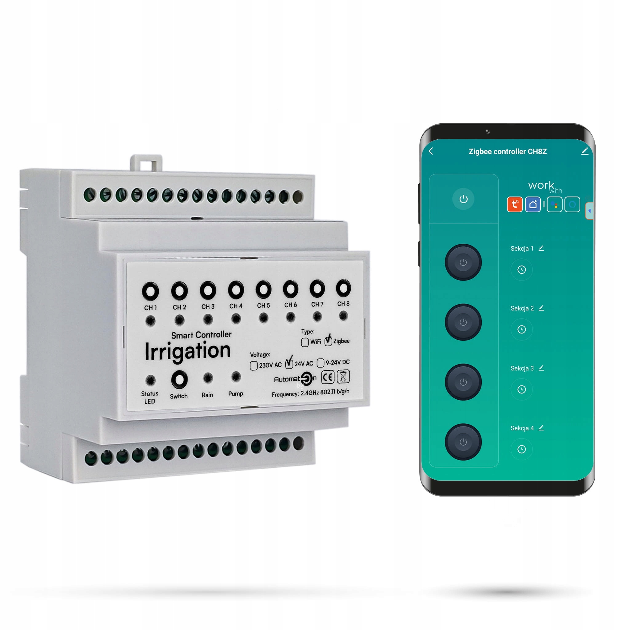 Regulátor zavlažovania Tuya 8 sekcií Zigbee CH8ZN