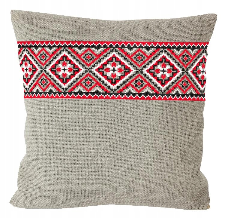 Vyšívací sada Polštář etnický lněný I
