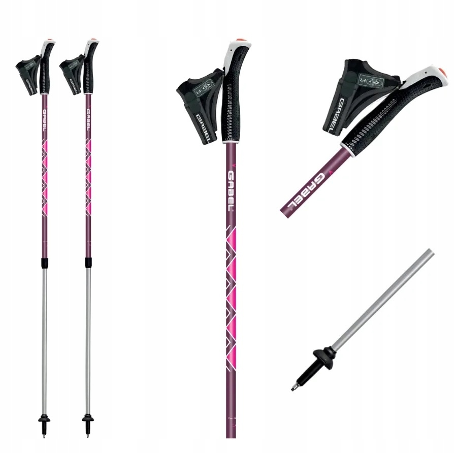 Kije Gabel Nordic Walking Ritmo fuxia pink Teleskopowe 77-130cm