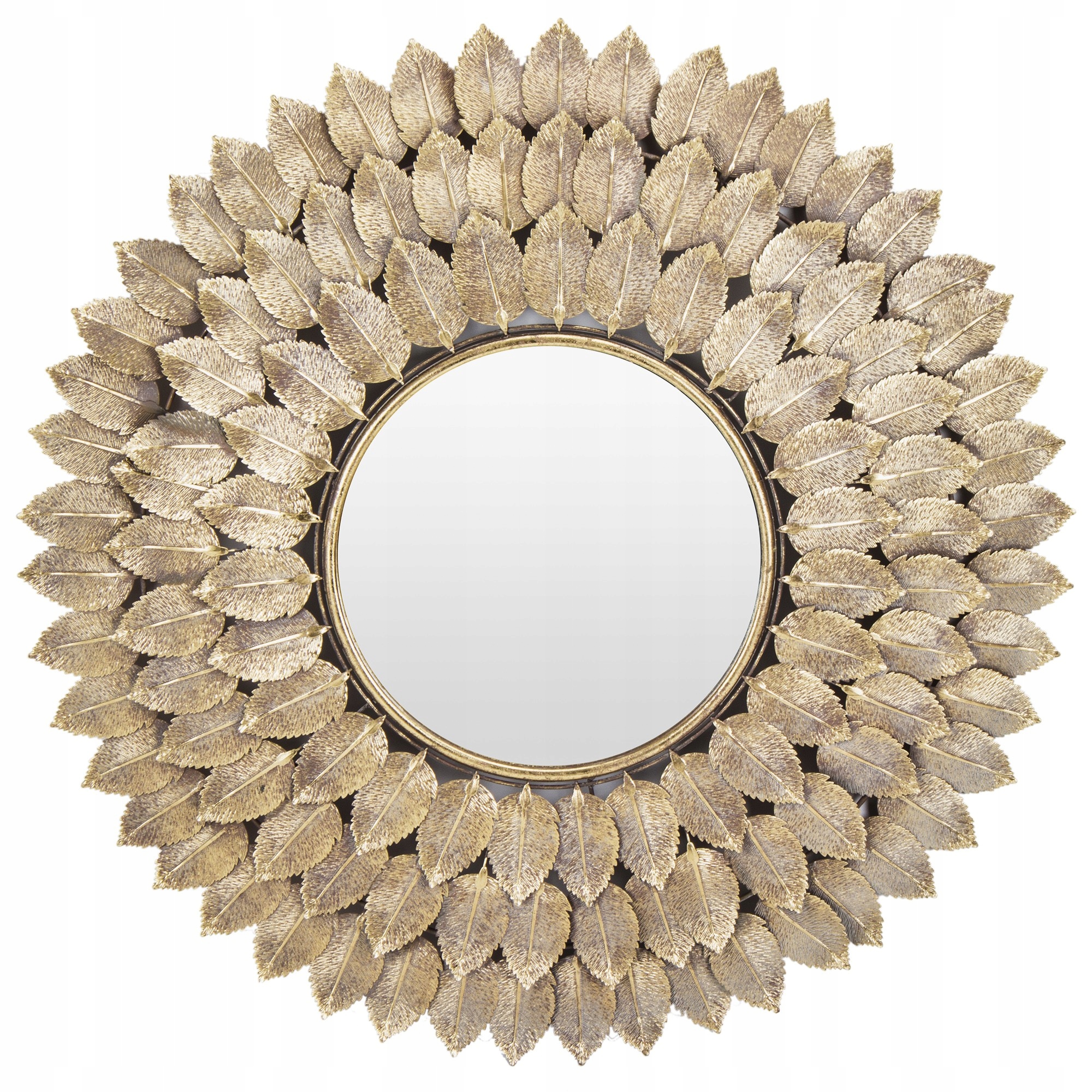Nástenná dekorácia zlaté kovové zrkadlo listy