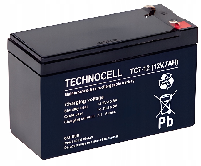 

Akumulator bateria Technocell Tc 12V 7Ah Do Kas