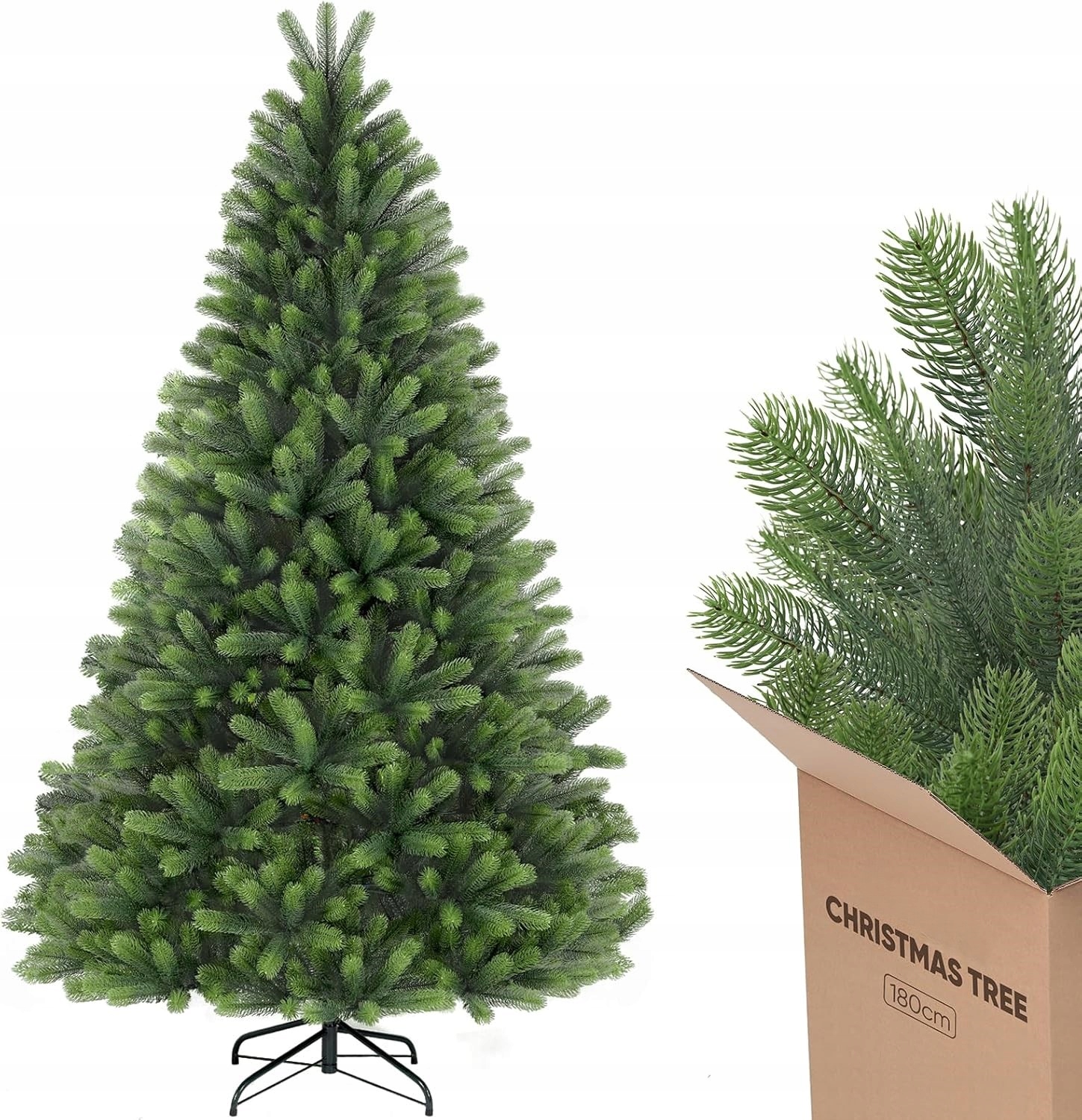 Umelý Vianočný Stromček Jedľa Nordmanowska 210 CM S Hustými Vetvičkami A Stojanom