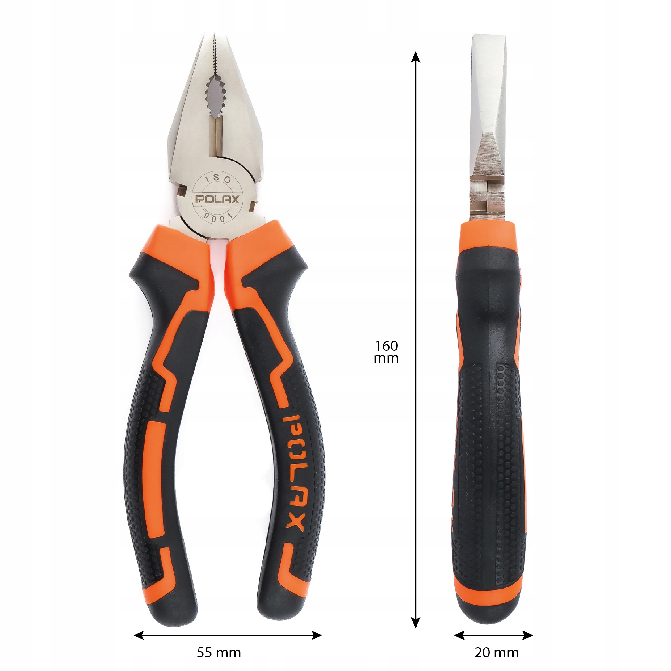 Kombinerki szczypce uniwersalne uchwyty dwukomponentowe Cr-V 160 mm Polax Kod producenta 35-001