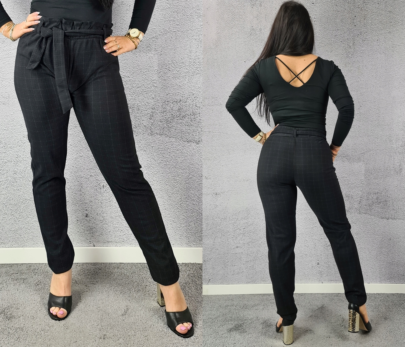 SPODNIE CYGARETKI leginsy CASUAL damskie - L/XL Stan (wysokość w pasie) wysoki