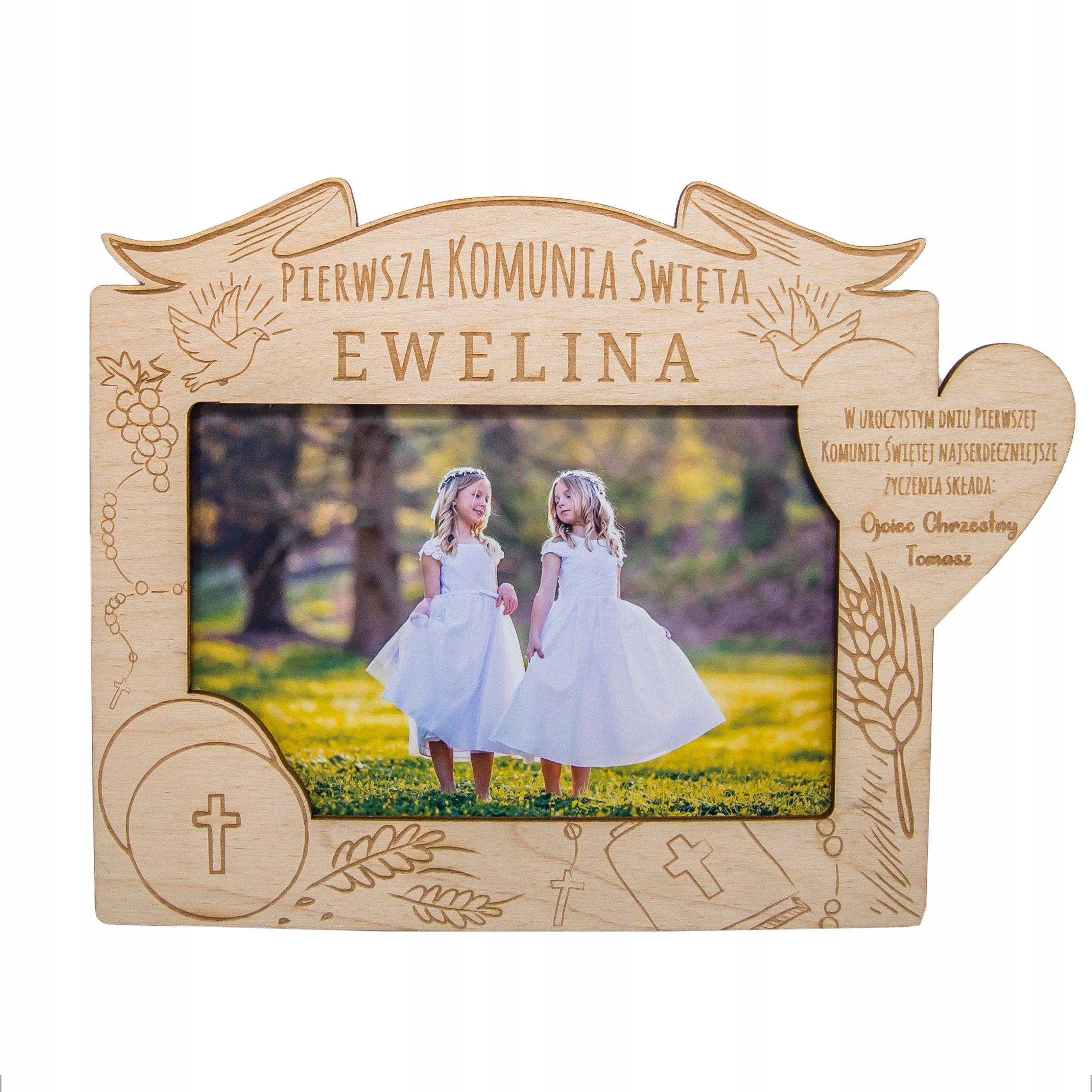 

Drewniana Ramka Na Zdjęcie Prezent Na Komunię RKM4