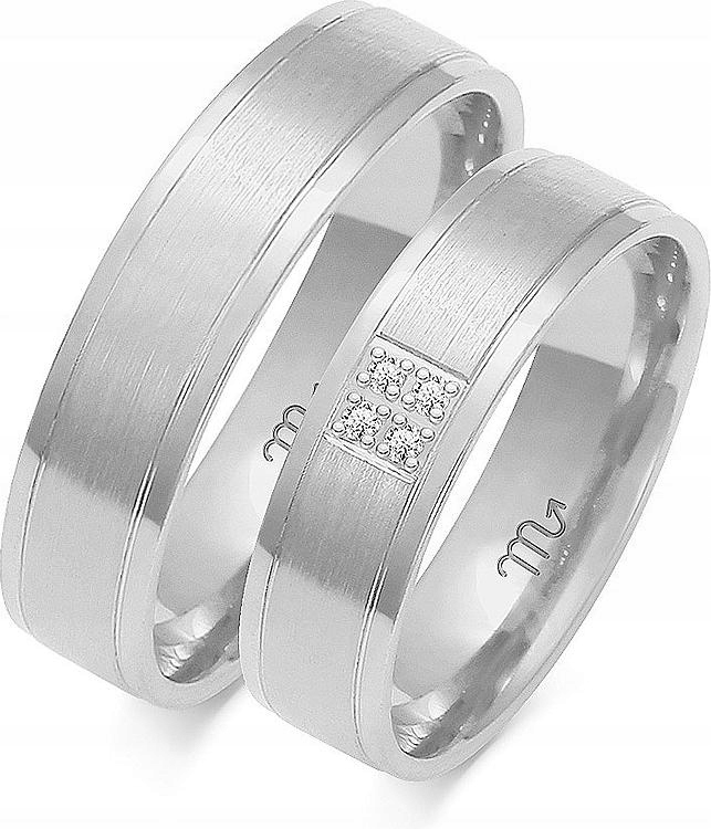 Snubní prsten z bílého zlata 585, velikost 17 18 19, originální s gravírováním