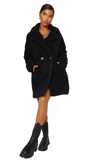 PRETTYLITTLETHING KOŻUCH DAMSKI CZARNY 44 ERG