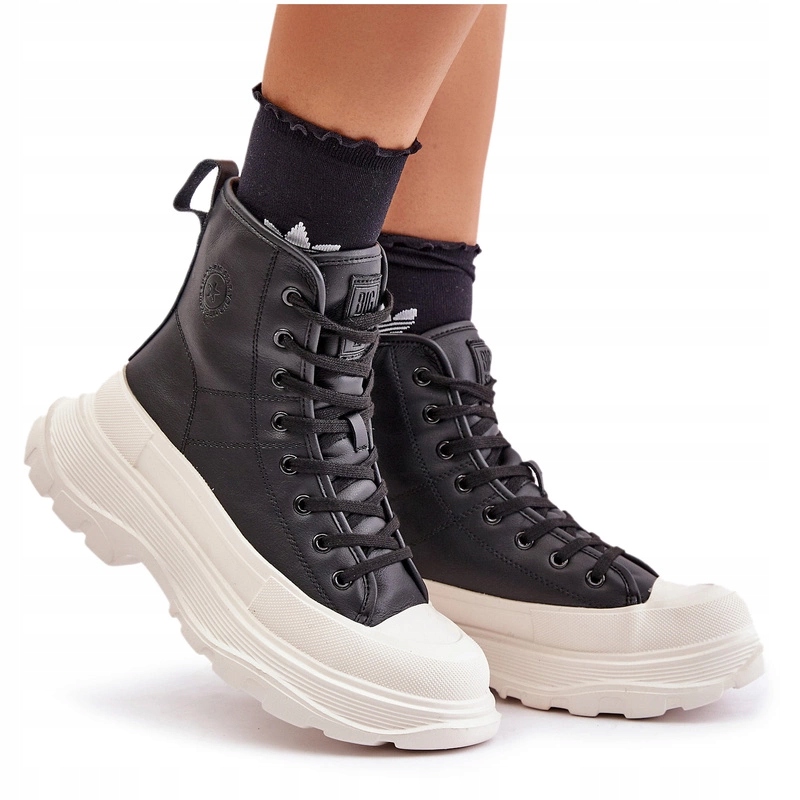 Kožené Zateplené Tenisky Masivní Platforma Big Star OO274A599 Černé 41