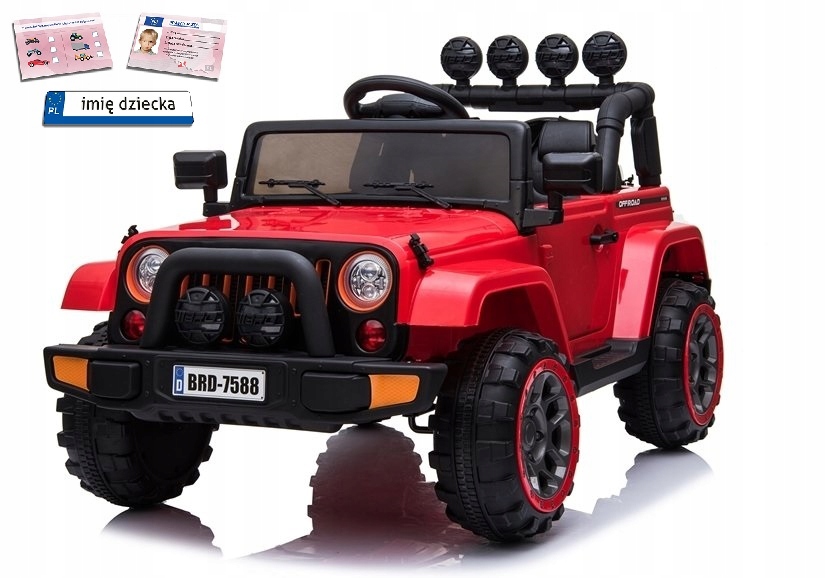 Autko na akumulator Jeep samochód 4X4 Pilot Skóra Miękkie koła Tablice